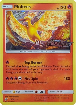 [PKM] Moltres (19/181) (Stamped) [Sun & Moon: Team Up]