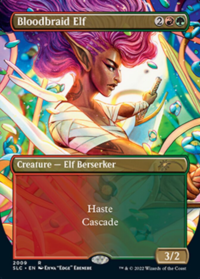 {R} Bloodbraid Elf (Borderless Alternate Art) [Secret Lair 30th Anniversary Countdown Kit][SLC 2009]