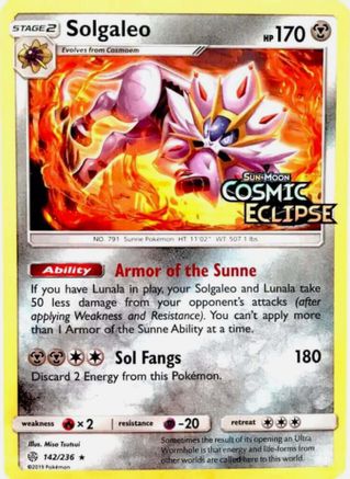 [PKM] Solgaleo (142/236) (Cosmic Eclipse Stamped) [Sun & Moon: Cosmic Eclipse]