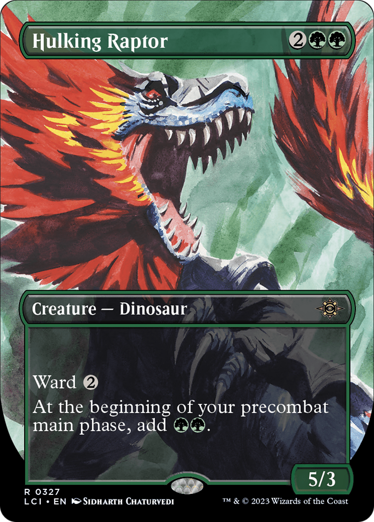 {@R} Hulking Raptor (Borderless) [The Lost Caverns of Ixalan][LCI 327]