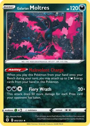 [PKM-R] Galarian Moltres (093/203) (Cosmos Holo) [Sword & Shield: Evolving Skies]