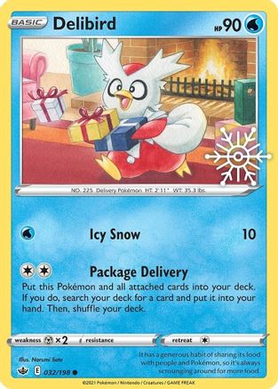 [PKM-R] Delibird (032/198) (Holiday Calendar) [Sword & Shield: Chilling Reign]