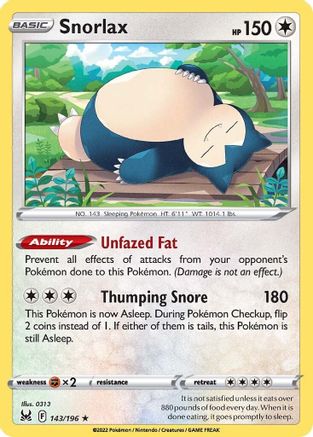 [PKM-R] Snorlax (143/196) [Sword & Shield: Lost Origin]