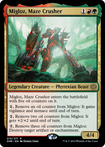 {R} Migloz, Maze Crusher (Promo Pack) [Phyrexia: All Will Be One Promos][PP ONE 210]