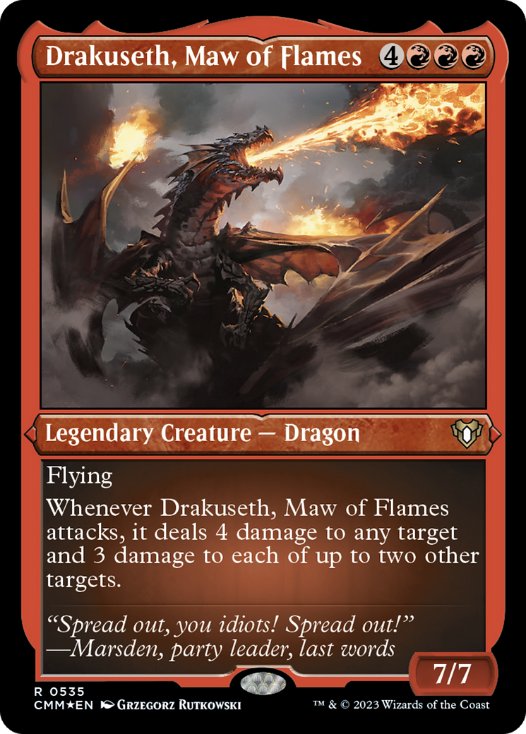 {R} Drakuseth, Maw of Flames (Foil Etched) [Commander Masters][CMM 535]
