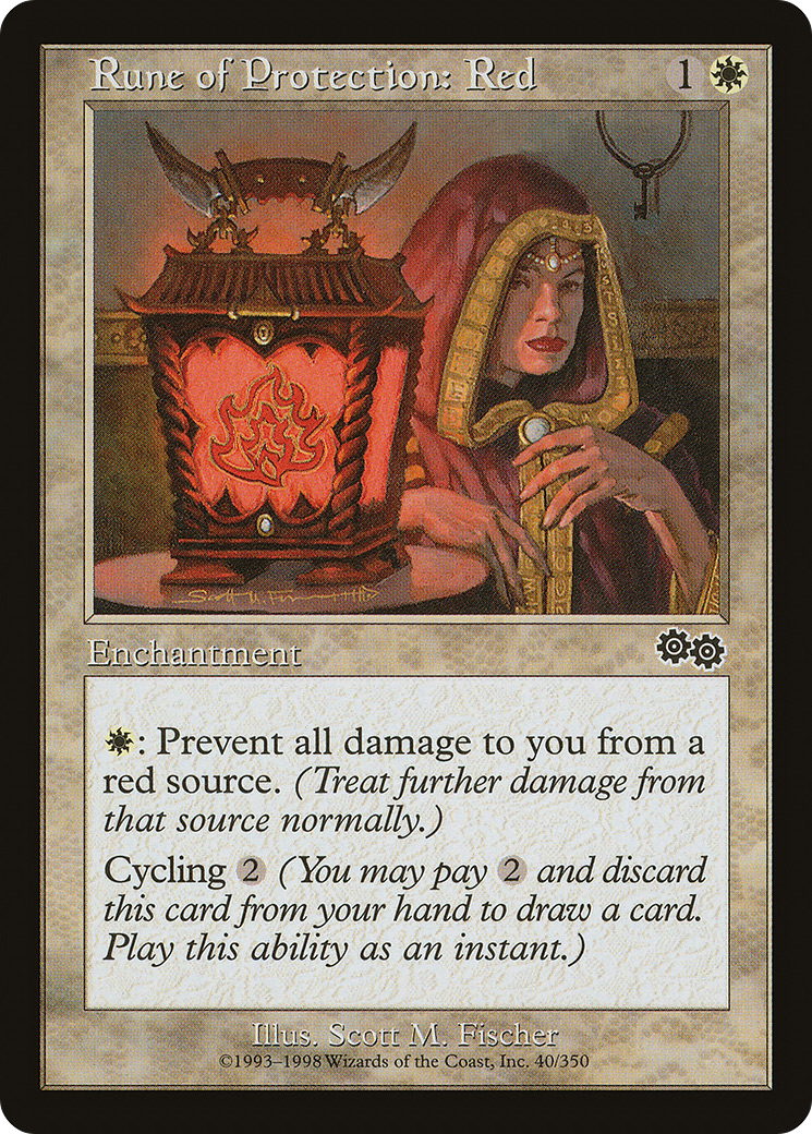 {C} Rune of Protection: Red [Urza's Saga][USG 040] - Misty Mountain Games