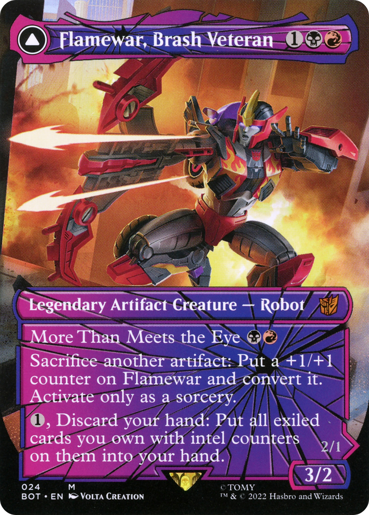 {R} Flamewar, Brash Veteran // Flamewar, Streetwise Operative (Shattered Glass) [Transformers][BOT 024]