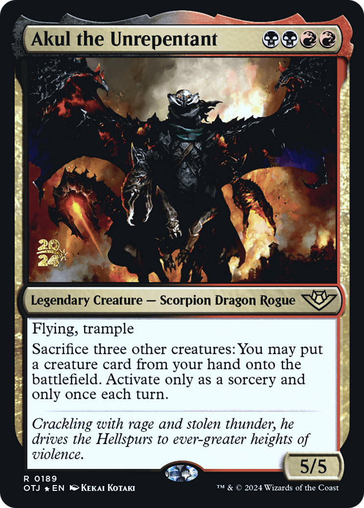 {@R} Akul the Unrepentant [Outlaws of Thunder Junction Prerelease Promos][PR OTJ 189]