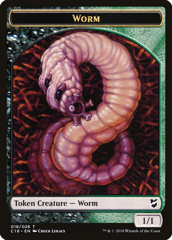 {T} Cat Warrior // Worm Double-sided Token [Commander 2018 Tokens][TC18 015]