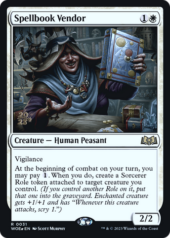 {@R} Spellbook Vendor [Wilds of Eldraine Prerelease Promos][PR WOE 031]