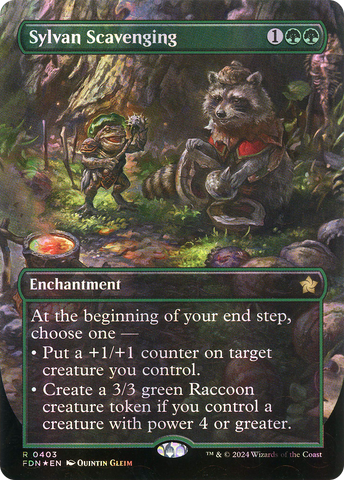 {@R} Sylvan Scavenging (Borderless) (Mana Foil) [Foundations][FDN 403]