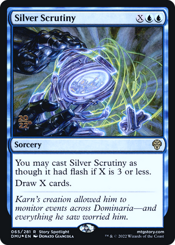 {R} Silver Scrutiny [Dominaria United Prerelease Promos][PR DMU 065]