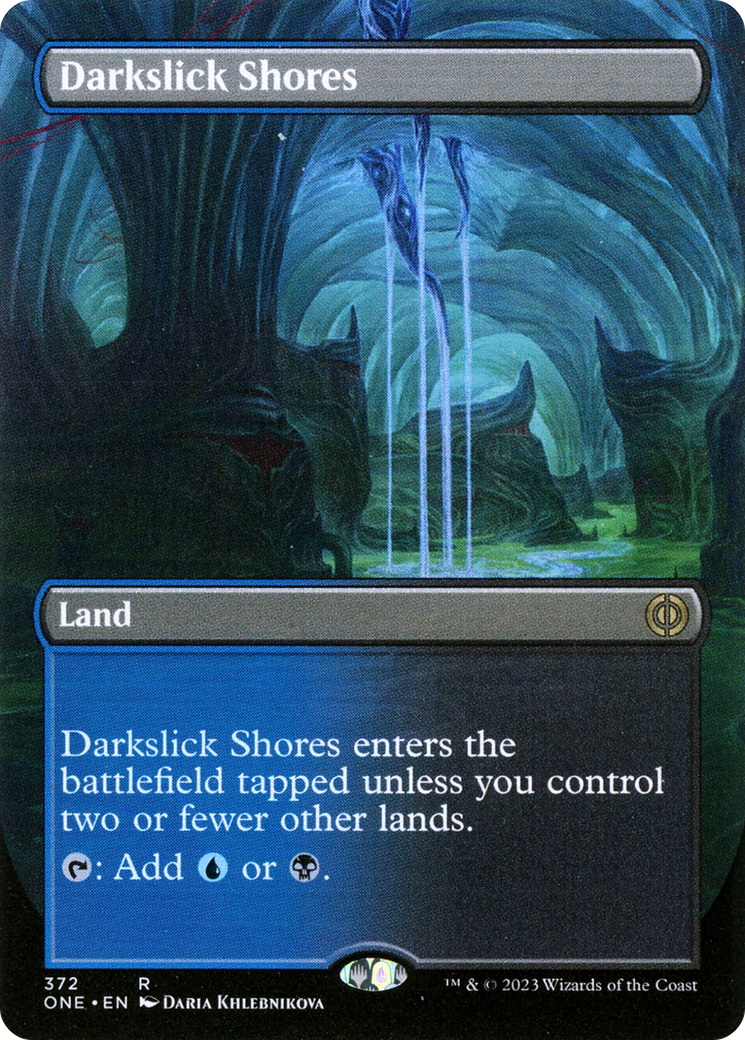 {R} Darkslick Shores (Borderless Alternate Art) [Phyrexia: All Will Be One][ONE 372]