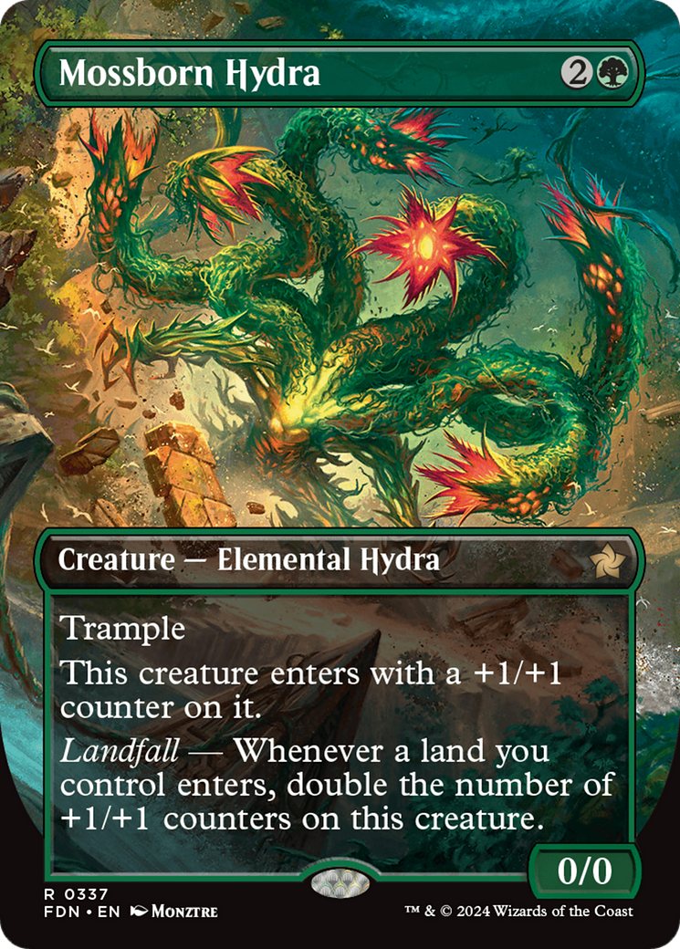 {@R} Mossborn Hydra (Borderless) [Foundations][FDN 337]