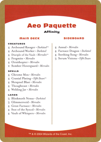 {C} Aeo Paquette Decklist [World Championship Decks 2004][GB WC04 AP0B]