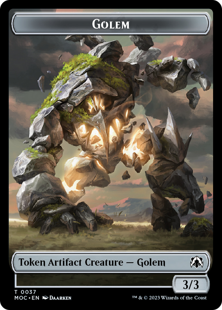 {T} Golem // Clue Double-Sided Token [March of the Machine Commander Tokens][TMOC 37//33]