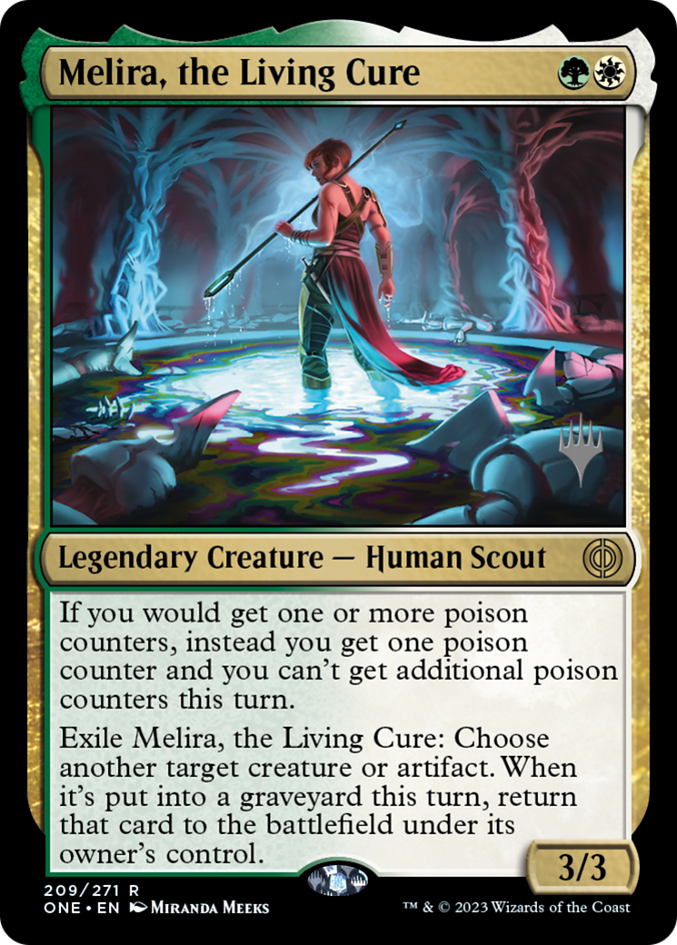 {R} Melira, the Living Cure (Promo Pack) [Phyrexia: All Will Be One Promos][PP ONE 209]