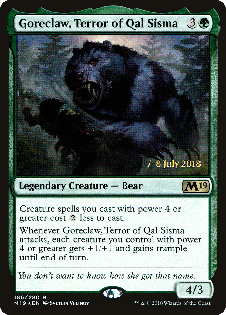 {R} Goreclaw, Terror of Qal Sisma [Core Set 2019 Prerelease Promos][PR M19 186] - Misty Mountain Games