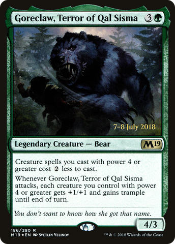 {R} Goreclaw, Terror of Qal Sisma [Core Set 2019 Prerelease Promos][PR M19 186]