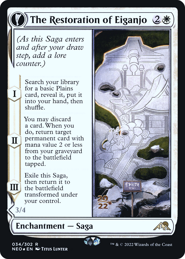 {R} The Restoration of Eiganjo // Architect of Restoration [Kamigawa: Neon Dynasty Prerelease Promos][PR NEO 034]