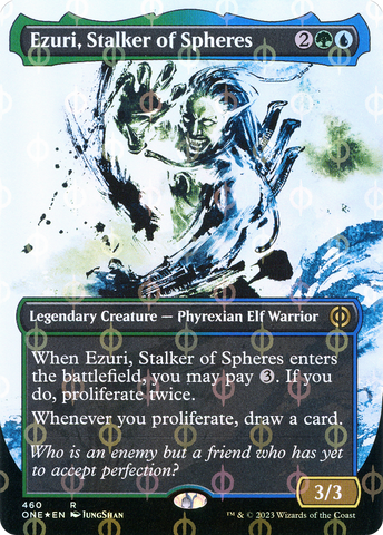{R} Ezuri, Stalker of Spheres (Borderless Ichor Step-and-Compleat Foil) [Phyrexia: All Will Be One][ONE 460]