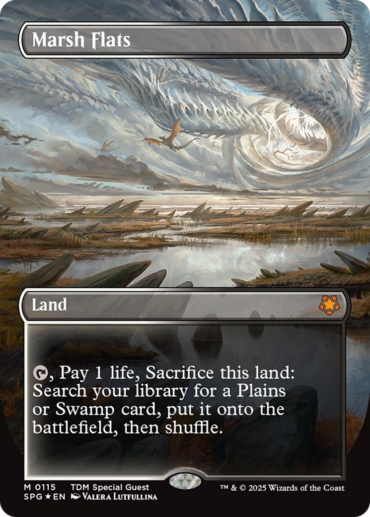 {R} Marsh Flats (Borderless) (Dragonscale Foil) [Tarkir: Dragonstorm Special Guests][SPG 115]