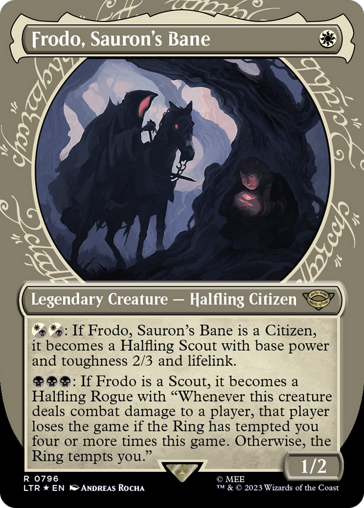 {R} Frodo, Sauron's Bane (Showcase) (Surge Foil) [The Lord of the Rings: Tales of Middle-Earth][LTR 796]