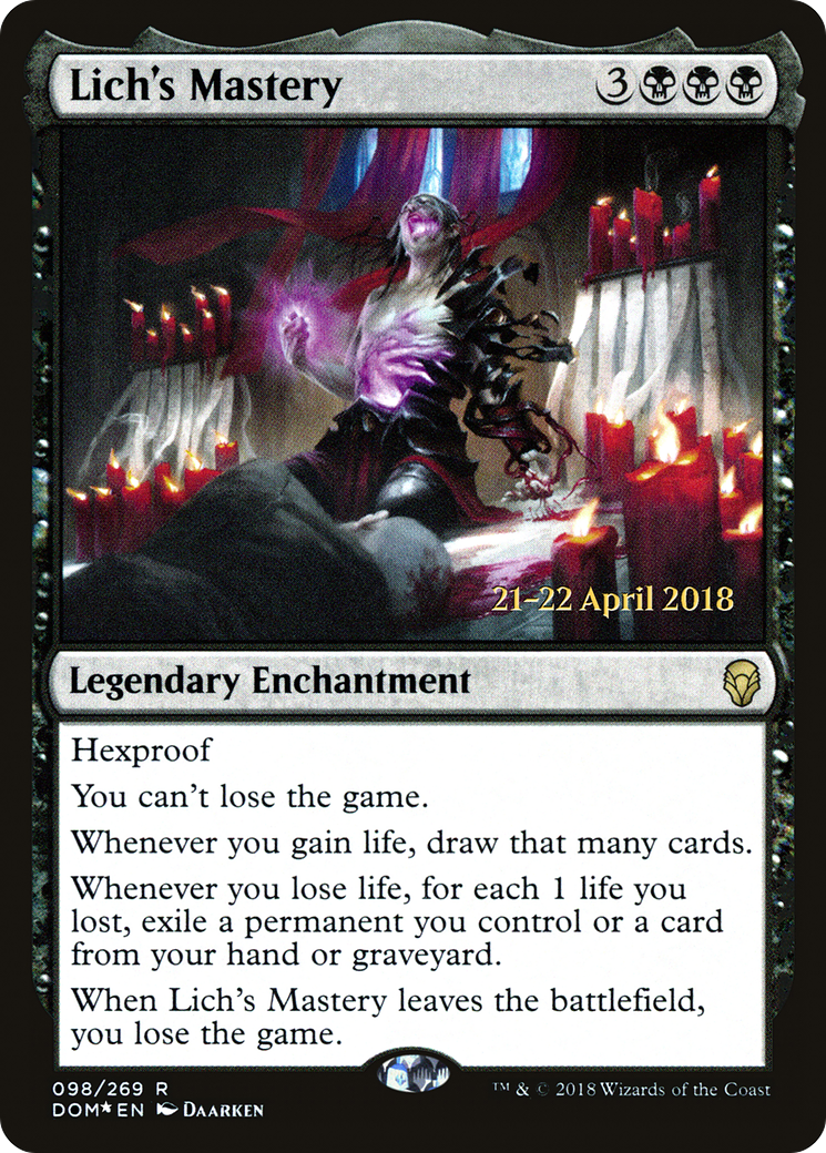 {R} Lich's Mastery [Dominaria Prerelease Promos][PR DOM 098] - Misty Mountain Games