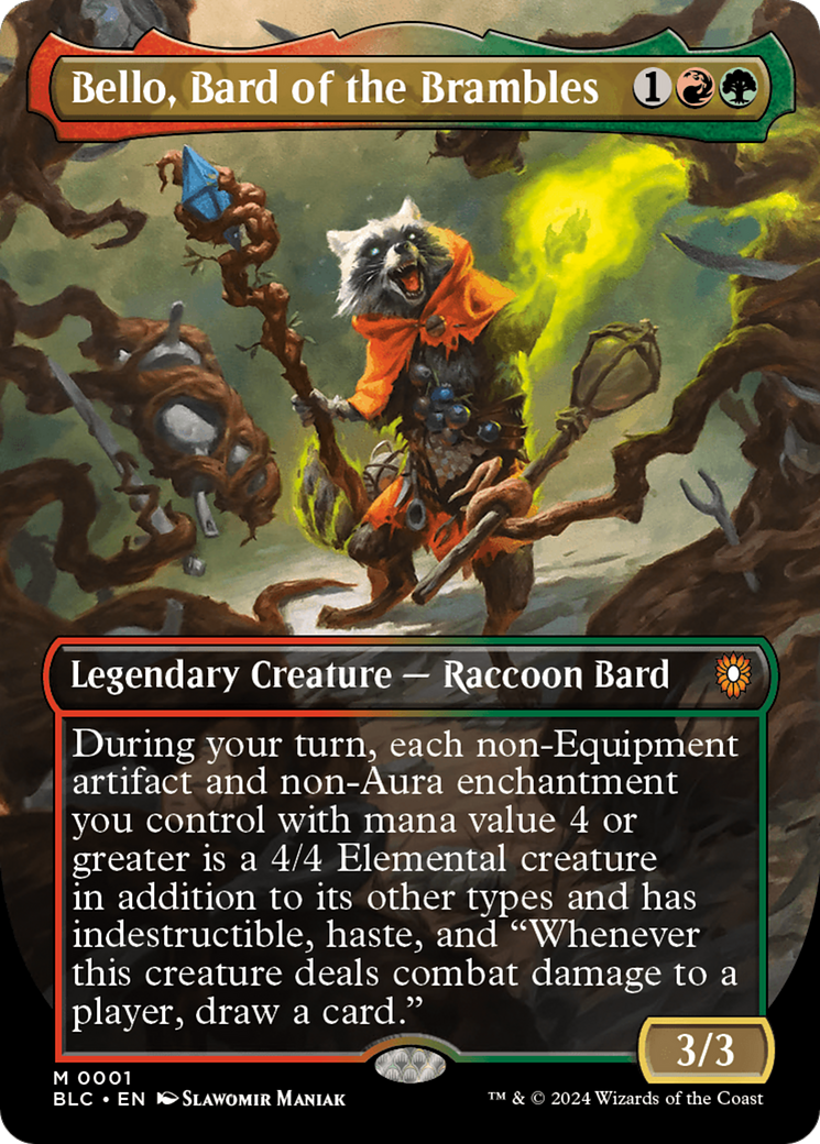 {R} Bello, Bard of the Brambles (Borderless) [Bloomburrow Commander][BLC 001]