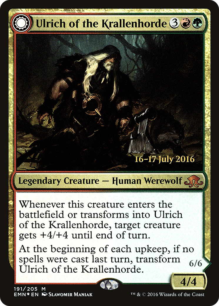 {R} Ulrich of the Krallenhorde // Ulrich, Uncontested Alpha [Eldritch Moon Prerelease Promos][PR EMN 191] - Misty Mountain Games