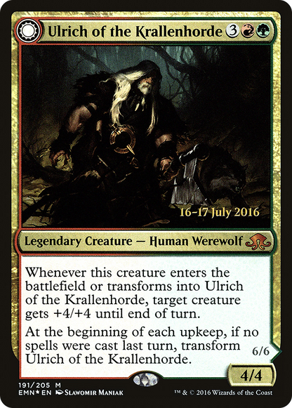 {R} Ulrich of the Krallenhorde // Ulrich, Uncontested Alpha [Eldritch Moon Prerelease Promos][PR EMN 191] - Misty Mountain Games