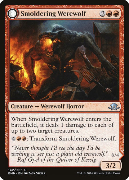 {C} Smoldering Werewolf // Erupting Dreadwolf [Eldritch Moon][EMN 142] - Misty Mountain Games