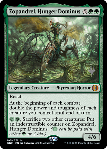 {R} Zopandrel, Hunger Dominus (Promo Pack) [Phyrexia: All Will Be One Promos][PP ONE 195]