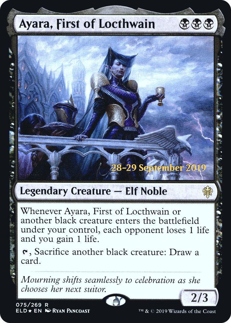 {R} Ayara, First of Locthwain [Throne of Eldraine Prerelease Promos][PR ELD 075]