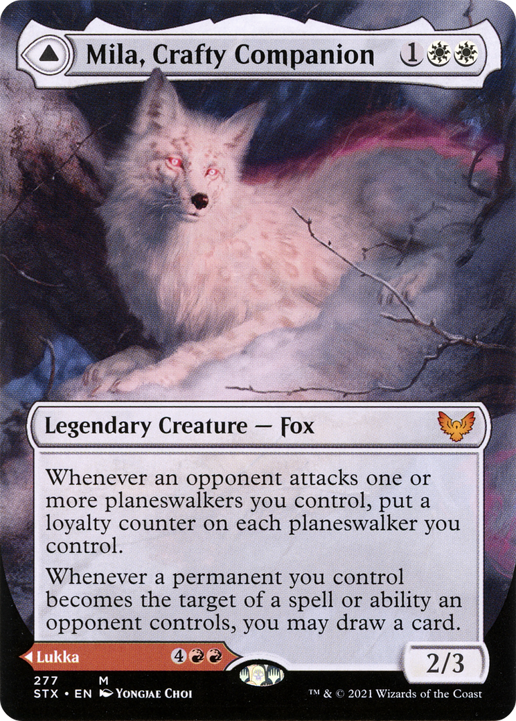 {R} Mila, Crafty Companion // Lukka, Wayward Bonder (Borderless) [Strixhaven: School of Mages][STX 277]