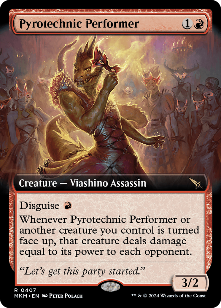 {@R} Pyrotechnic Performer (Extended Art) [Murders at Karlov Manor][MKM 407]