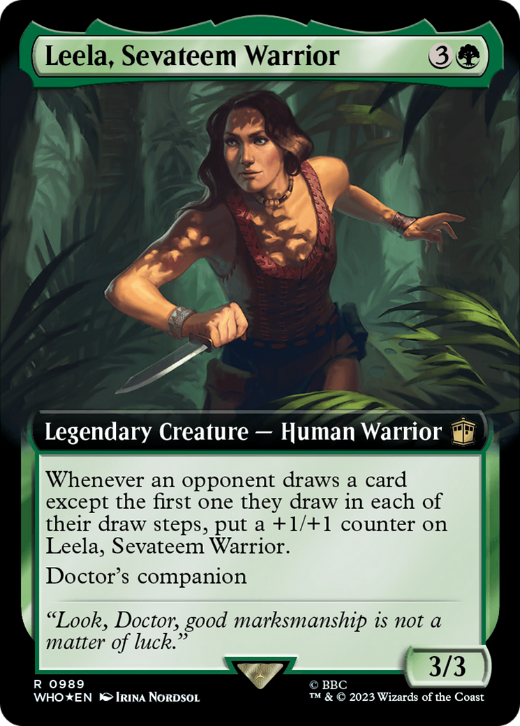{R} Leela, Sevateem Warrior (Extended Art) (Surge Foil) [Doctor Who][WHO 989]