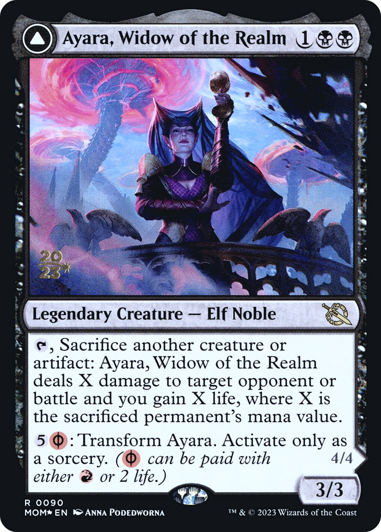 {R} Ayara, Widow of the Realm // Ayara, Furnace Queen [March of the Machine Prerelease Promos][PR MOM 090]