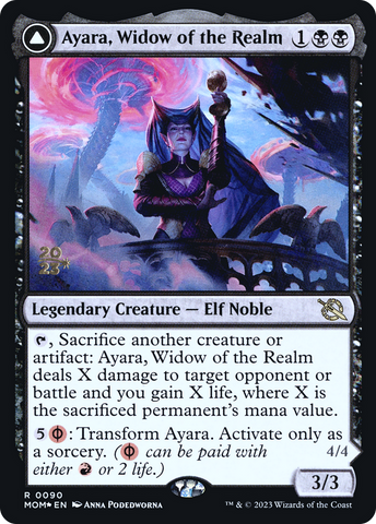 {R} Ayara, Widow of the Realm // Ayara, Furnace Queen [March of the Machine Prerelease Promos][PR MOM 090]