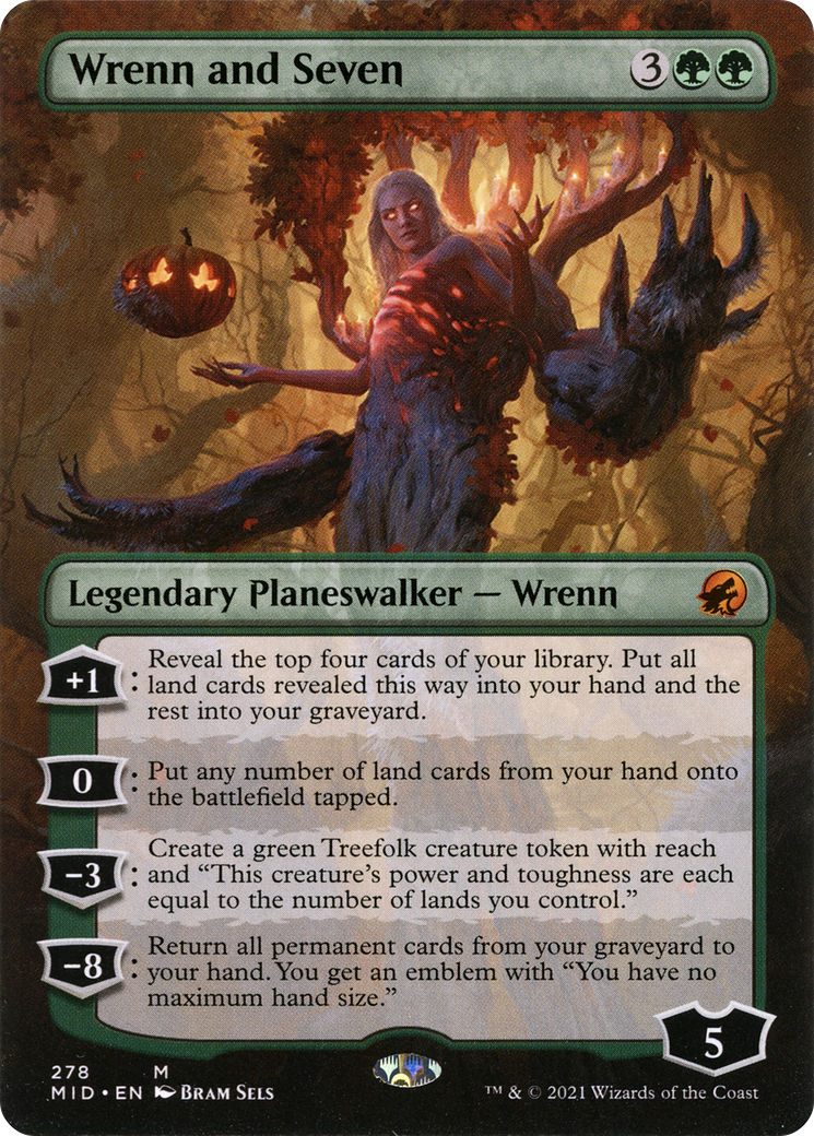 {R} Wrenn and Seven (Borderless) [Innistrad: Midnight Hunt][MID 278]