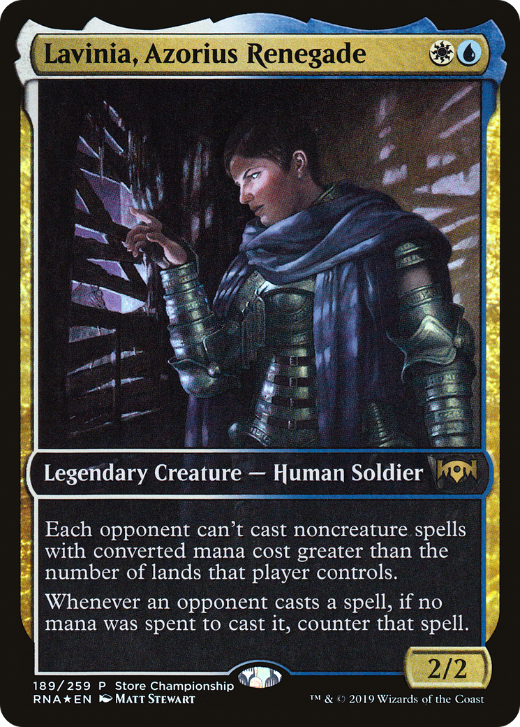 {R} Lavinia, Azorius Renegade (Store Championship) (Extended Art) [Ravnica Allegiance Promos][PA RNA 189] - Misty Mountain Games