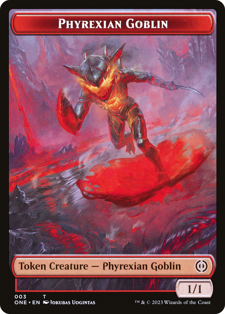 {T} Phyrexian Goblin // Cat Double-Sided Token [Phyrexia: All Will Be One Tokens][TONE 003]