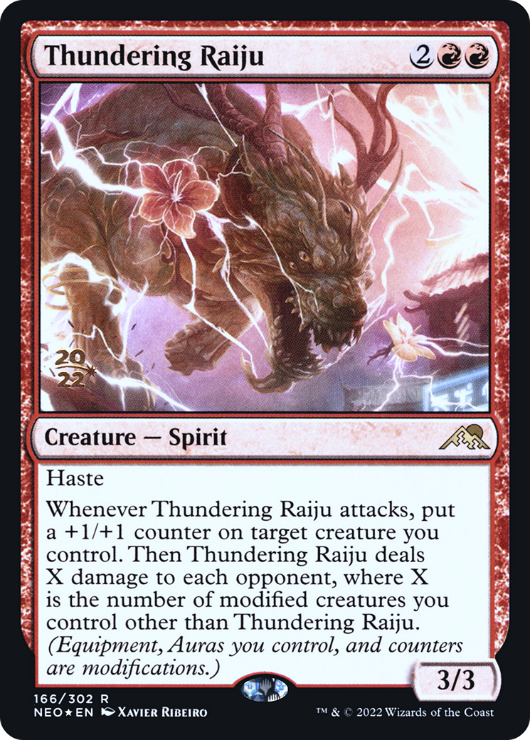 {R} Thundering Raiju [Kamigawa: Neon Dynasty Prerelease Promos][PR NEO 166]