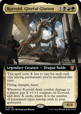 {R} Korvold, Gleeful Glutton (Extended Art) [Wilds of Eldraine Commander][WOC 038]