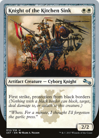 {C} Knight of the Kitchen Sink ("protection from black border") [Unstable][UST 12A]