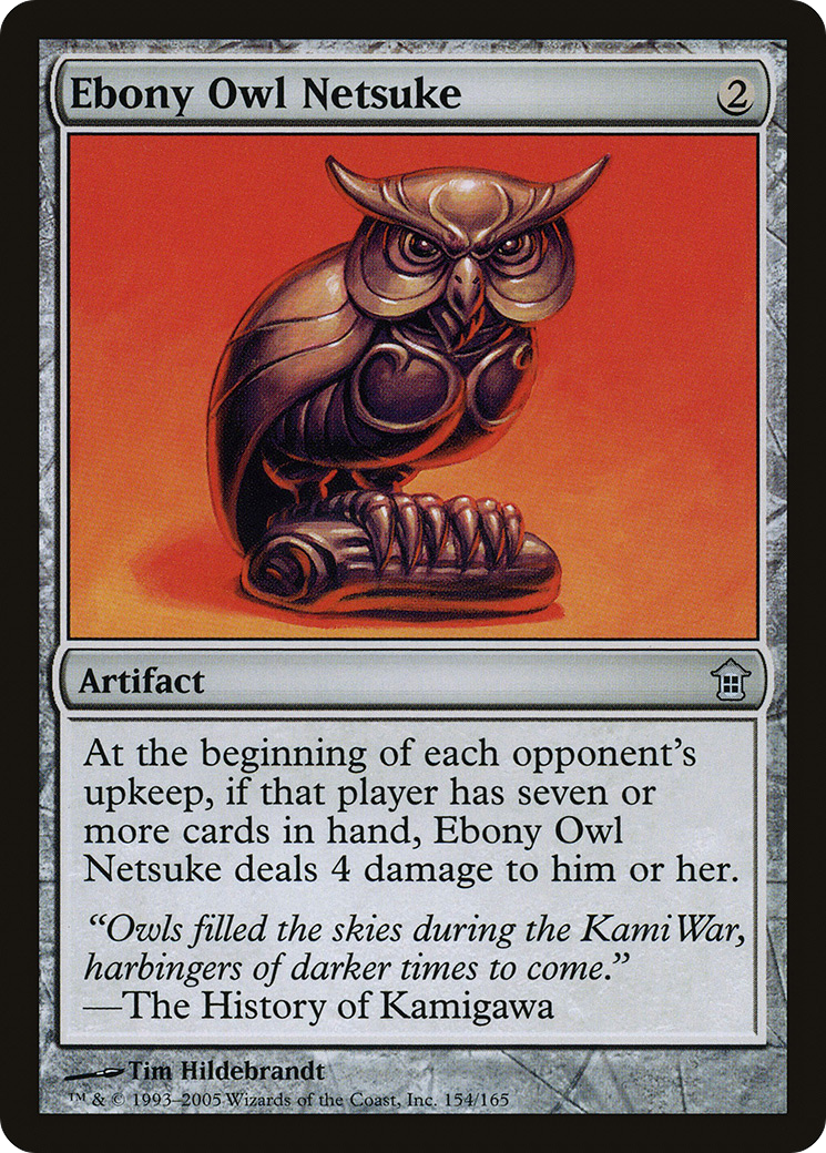 {C} Ebony Owl Netsuke [Saviors of Kamigawa][SOK 154]