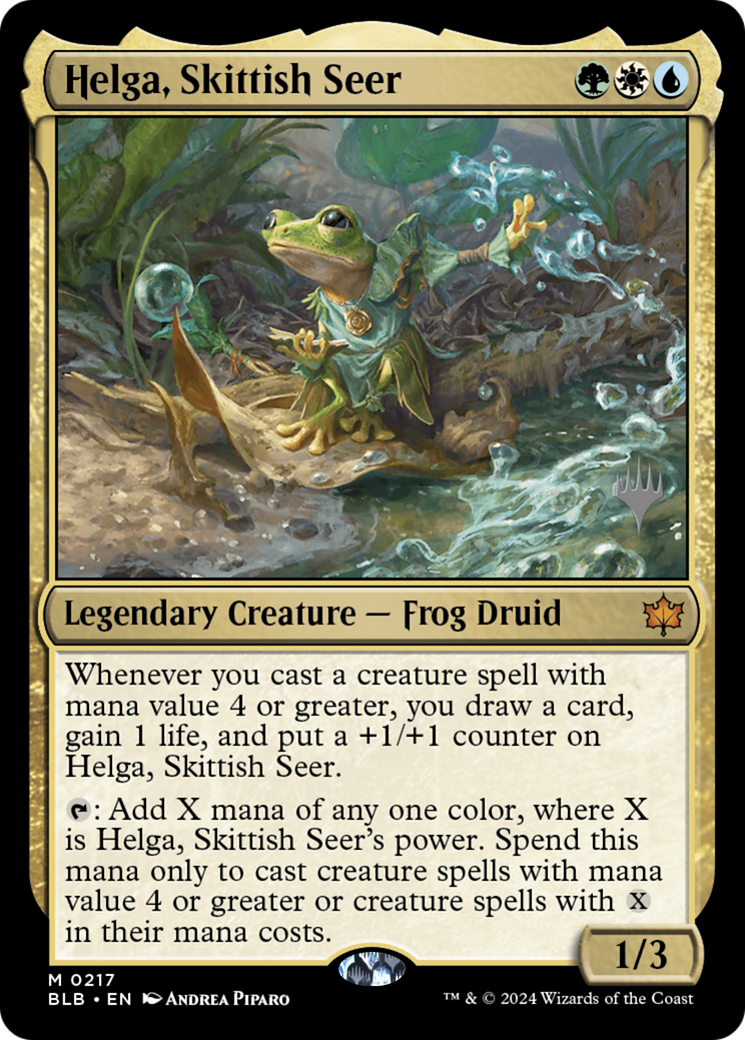 {@R} Helga, Skittish Seer (Promo Pack) [Bloomburrow Promos][PP BLB 217]