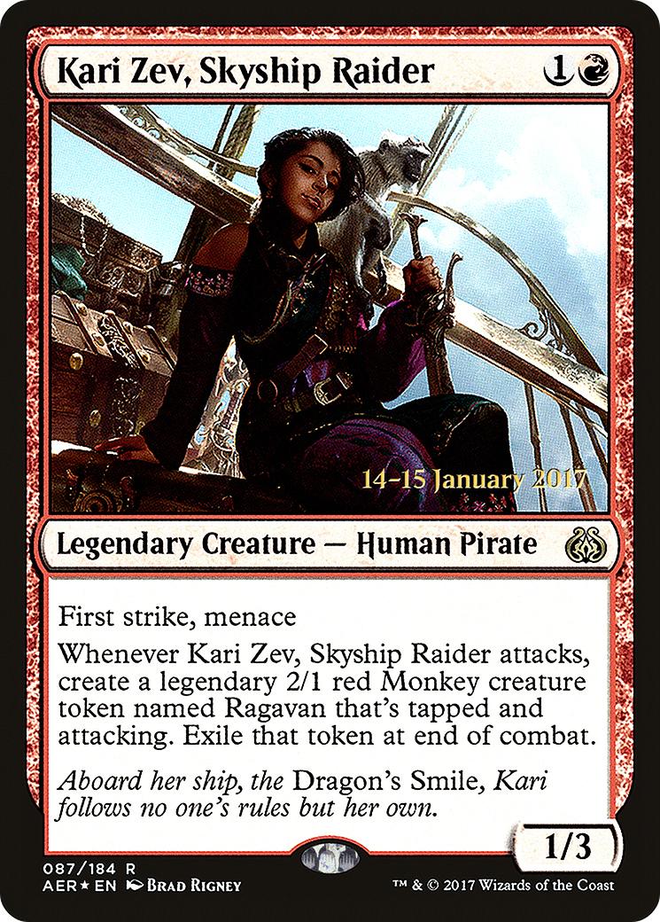 {R} Kari Zev, Skyship Raider [Aether Revolt Prerelease Promos][PR AER 087]
