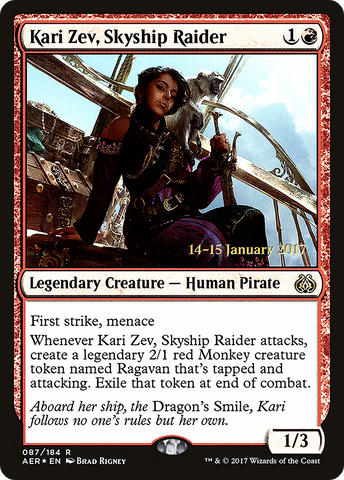 {R} Kari Zev, Skyship Raider [Aether Revolt Prerelease Promos][PR AER 087]