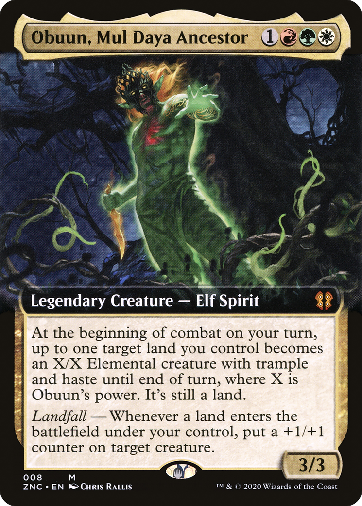 {R} Obuun, Mul Daya Ancestor (Extended Art) [Zendikar Rising Commander][ZNC 008]